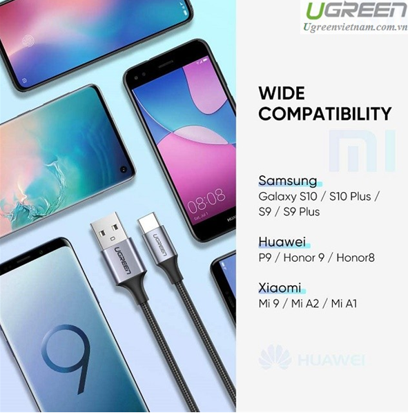 Cáp USB C to USB 2.0 dài 1m chính hãng Ugreen 60126 cao cấp