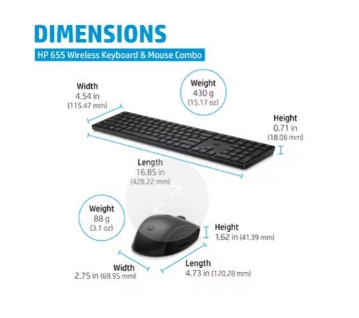 Combo Bàn Phím Và Chuột Không Dây HP 655 (Chính hãng)