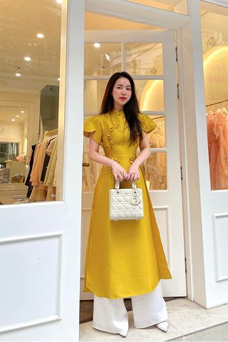 Áo Dài Vai Kiểu Thêu Hoa MITA BOUTIQUE