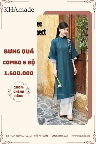 Áo Dài Cách Tân Đính Hoa Combo Bưng Quả 6 Bộ KHAMADE