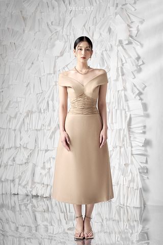 Đầm Midi Trễ Vai Kiểu DELICATE