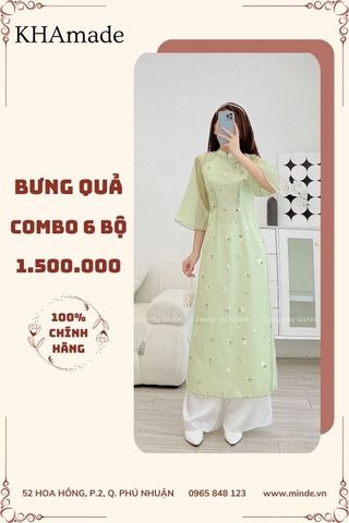 Áo Dài Cách Tân Họa Tiết Hoa Combo Bưng Quả 6 Bộ KHAMADE