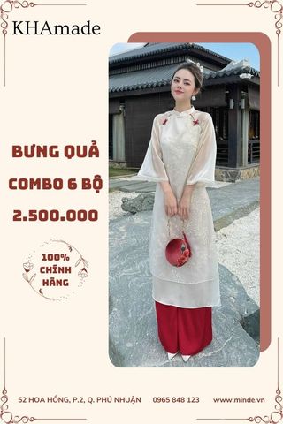 Áo Dài Cách Tân 2 Tà Combo Bưng Quả 6 Bộ KHAMADE