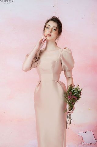 Đầm Midi Tay Lửng Dáng Suông Vividress