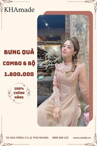 Áo Dài Cách Tân Đính Nơ Combo Bưng Quả 6 Bộ KHAMADE