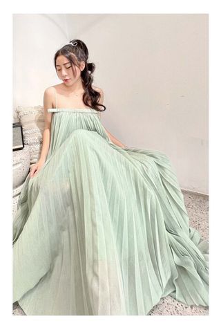 Đầm Maxi Hai Dây Xếp Ly H2B À LA MODE