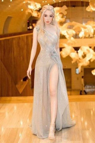 Đầm Lệch Vai Dáng Suông Ánh Kim DƯƠNG BOUTIQUE