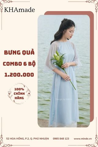 Áo Dài Cách Tân Tay Lửng Cổ Viền Combo Bưng Quả 6 Bộ KHAMADE