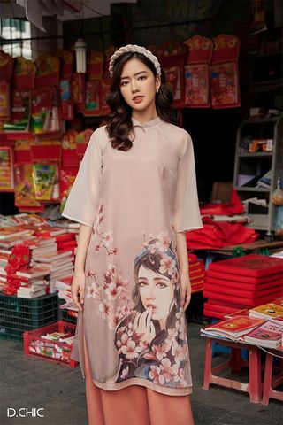 Áo Dài Tay Lửng Họa Tiết D.CHIC