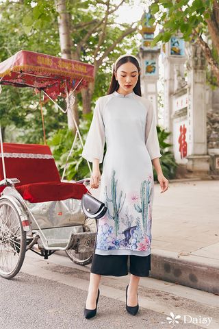 Áo Dài Tay Lửng Họa Tiết DAISY