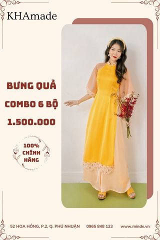 Áo Dài Cách Tân Cổ Viền Hoa Combo Bưng Quả 6 Bộ KHAMADE