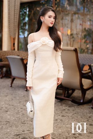 Đầm Midi Hai Dây Đính Hoa DARLING DIVA