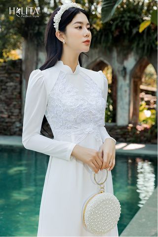 Áo Dài Truyền Thống Thêu Hoa HALITA STYLING