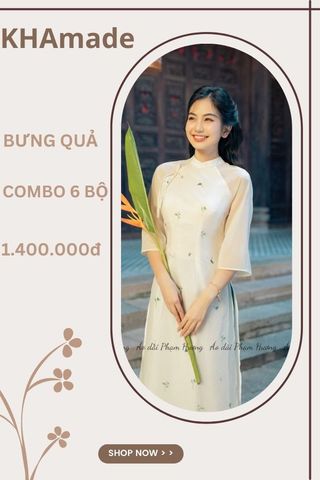 Áo Dài Cách Tân Tay Xòe Cổ Trụ Combo Bưng Quả 6 Bộ KHAMADE