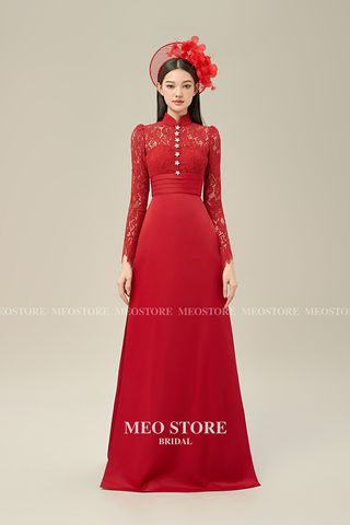 Áo Dài Cách Tân Ren Tay Dài MEO STORE