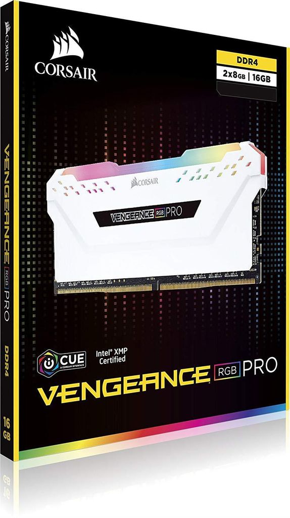 Ram Corsair 16GB/3200 (2x8GB) - Vengeance PRO RGB - White (CMW16GX4M2C3200C16W)