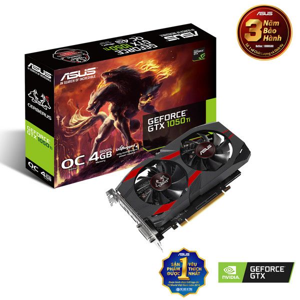 Card màn hình Asus CERBERUS GTX 1050Ti O4G (4GB/DDR5/128 Bits)