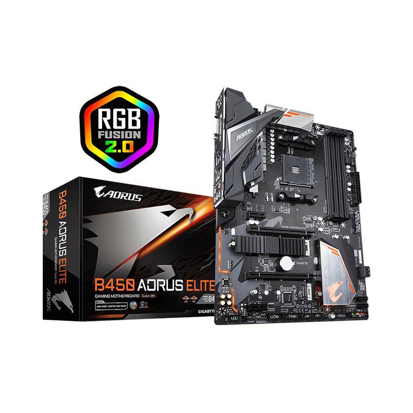 Mainboard GIGABYTE B450 AORUS ELITE (AMD B450, Socket AM4, ATX, 4 khe RAM DDR4)