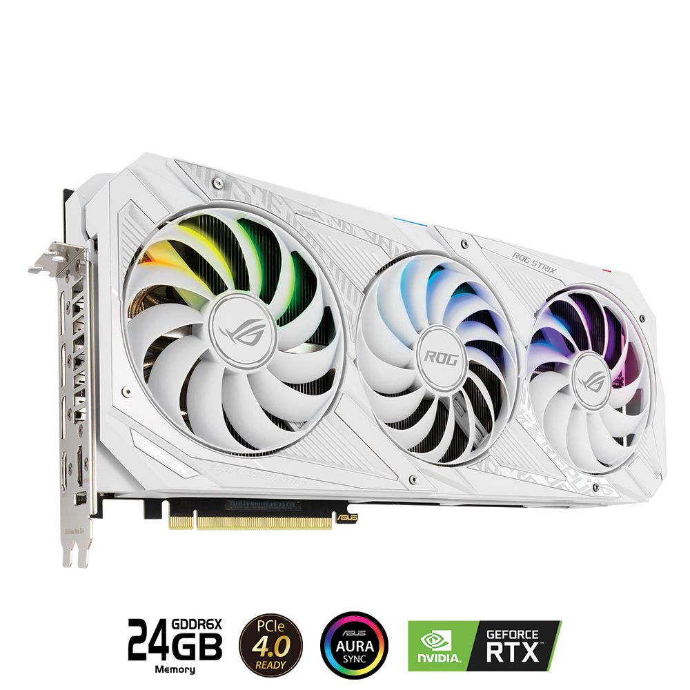 Card màn hình ASUS ROG STRIX RTX 3090-O24G-WHITE (24GB GDDR6X, 384-bit, HDMI +DP, 3x8-pin)