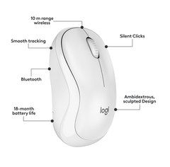 Chuột máy tính không dây Logitech M240 Silent Bluetooth Trắng (910-007123)