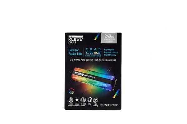 Ổ cứng SSD Klevv CRAS C700 RGB 960GB M2 NVME Gen3x4 – K960GM2SP0-C7R (Read/Write: 1,500/1,300 MB/s, 3D 72-Layer NAND)