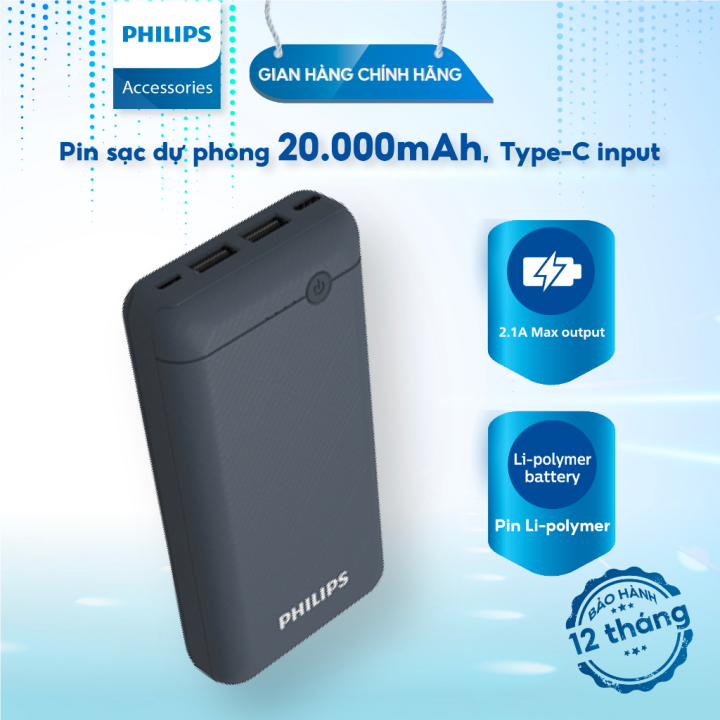 Pin sạc dự phòng Philips Power bank with C Port 20,000 mAh - DLP1720