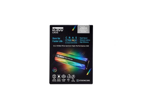 Ổ cứng SSD Klevv CRAS C700 RGB 480GB M2 NVME Gen3x4 – K480GM2SP0-C7R (Read/Write: 1,500/1,300 MB/s, 3D 72-Layer NAND)