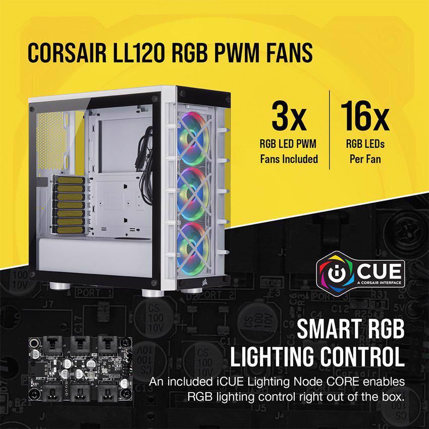 Case Corsair 465X TG RGB (Mid Tower/Màu Trắng) CC-9011189-WW