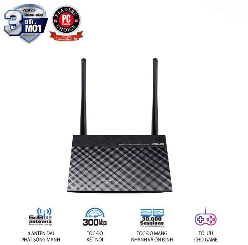 Router Wifi/ Repeater Asus RT-N12+ Chuẩn N300, hỗ trợ tính năng lặp sóng