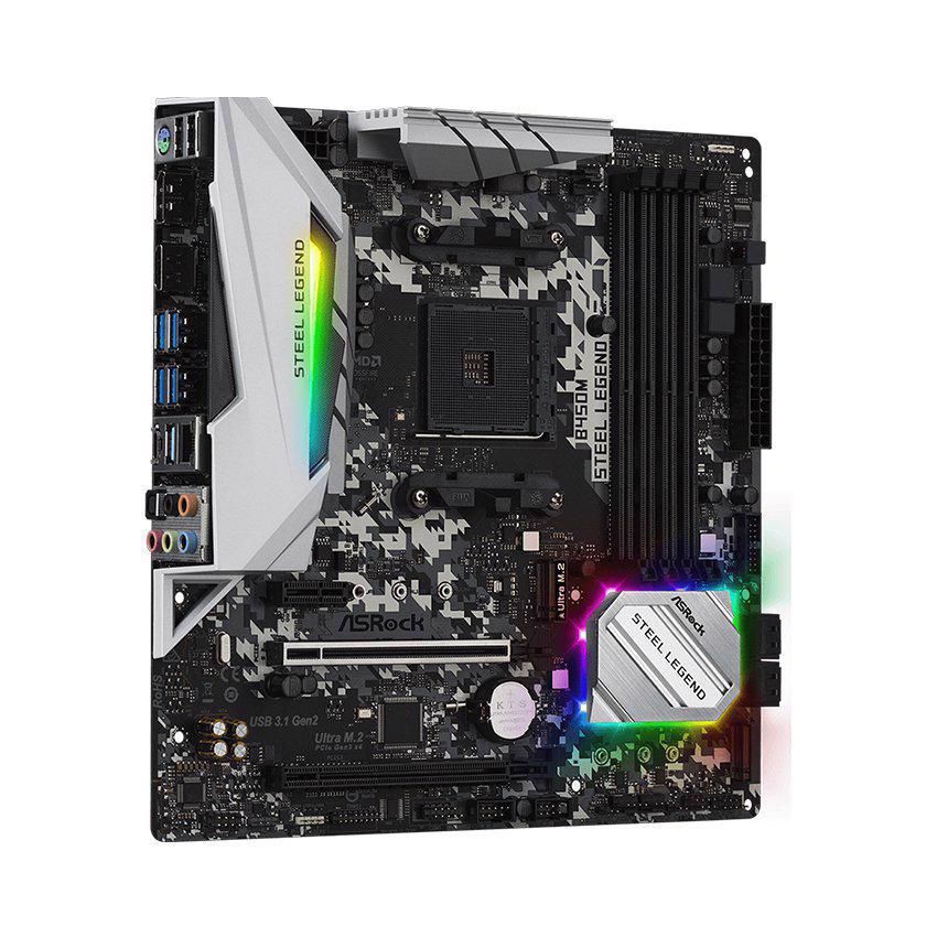 Mainboard ASROCK B450M STEEL LEGEND (AMD B450, Socket AM4, m-ATX, 4 khe RAM DDR4)