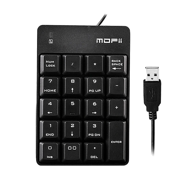 Mofii X810 USB Wired Keyboard Numeric Keyboard Portable 18 Keys Office Keyboard Financial Accounting Keyboard Black