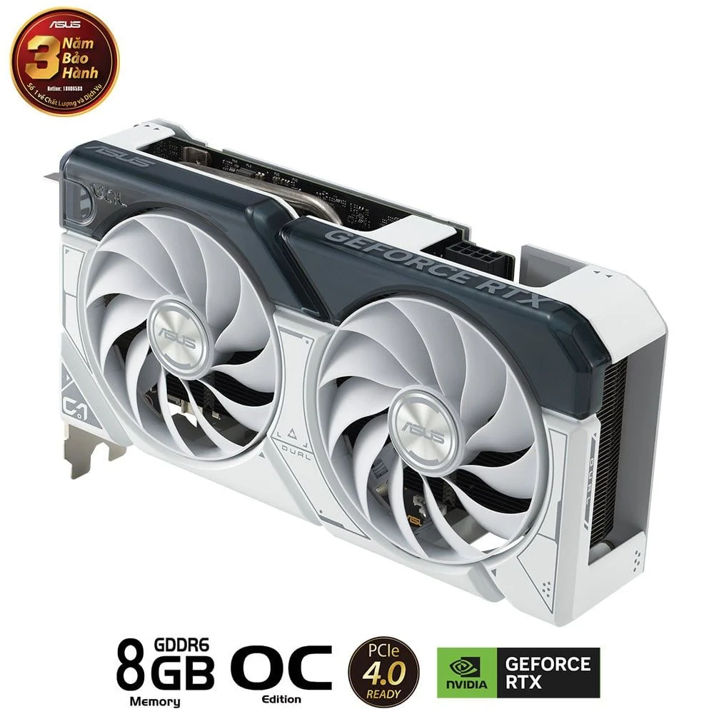 Card màn hình ASUS Dual GeForce RTX 4060 WHITE OC Edition 8GB (DUAL-RTX4060-O8G-WHITE)