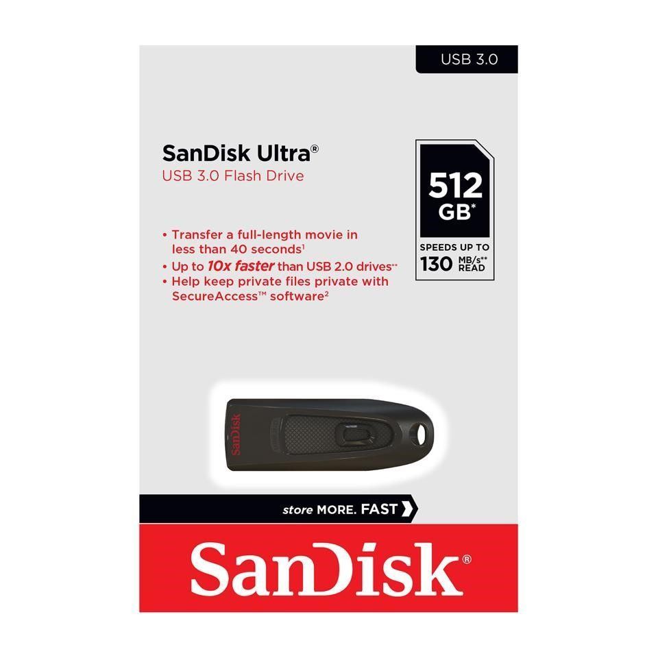 Thiết bị lưu trữ USB 512GB SanDisk Ultra USB 3.0 Flash Drive/ Black (SDCZ48-512G-G46)