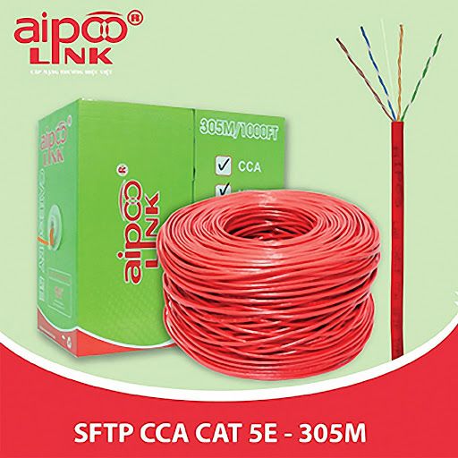 Cáp AipooLink SFTP OFC CAT5e 305M - Đồng 100% (Xám)