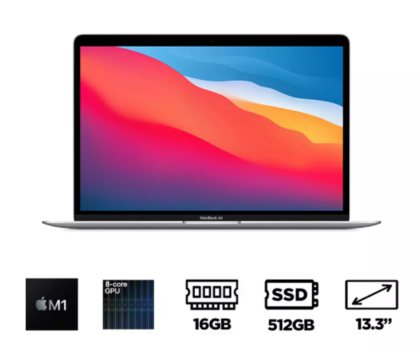 Macbook Air M1 2020 Silver Z128000BR (Apple M1/8-Cores GPU/16GB/512GB/13.3 Inch IPS Retina)