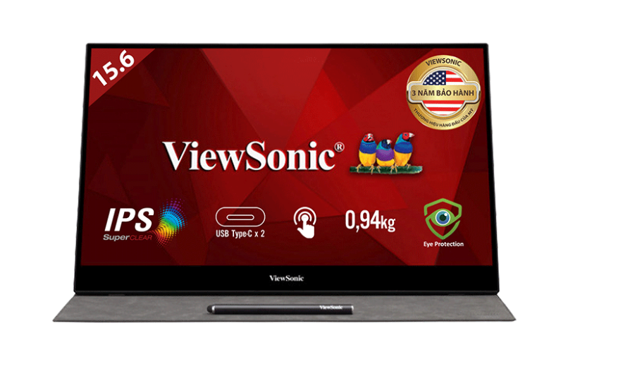 Màn hình di động Viewsonic TD1655 (15.6inch/FHD/IPS/6.5ms/60Hz/250nits/MiniHDMI+USBTypeC+Audio/15000hrs/Touch)