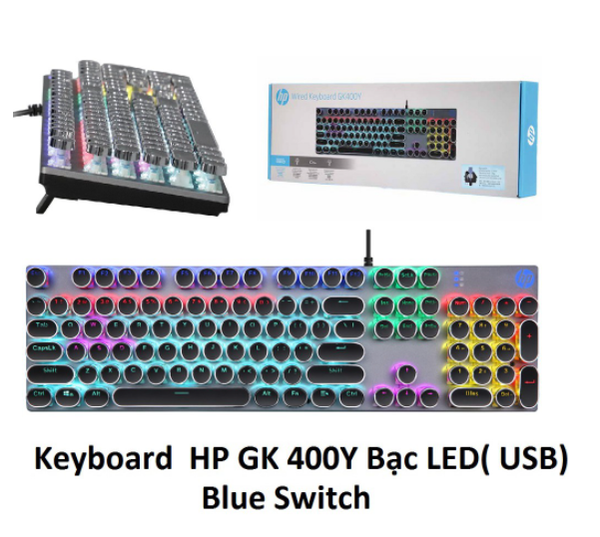 Bàn phím HP W9K 400Y trắng LED (USB) (Blue Switch)