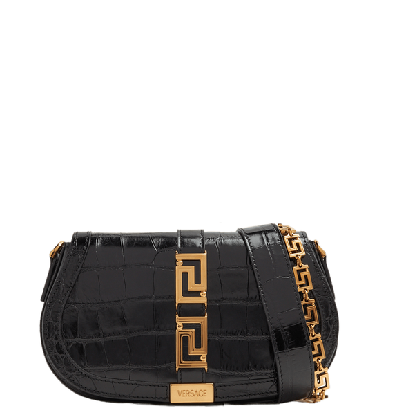  Túi Nữ Versace Greca Goddess Croc-Embossed Leather 'Black' 