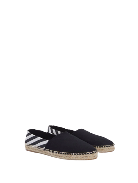  Giày Off-White Nữ Stripes Flat Espadrillas 'Black and White diagonals' 