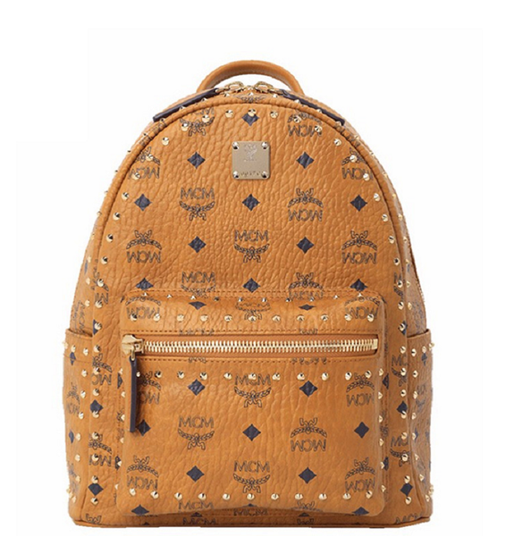  Balo MCM Stark Backpack in Studded Outline Visetos 'Cognac' 