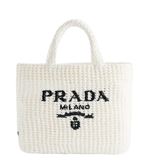  Túi Prada Logo Large Straw Tote Bag 'White' 