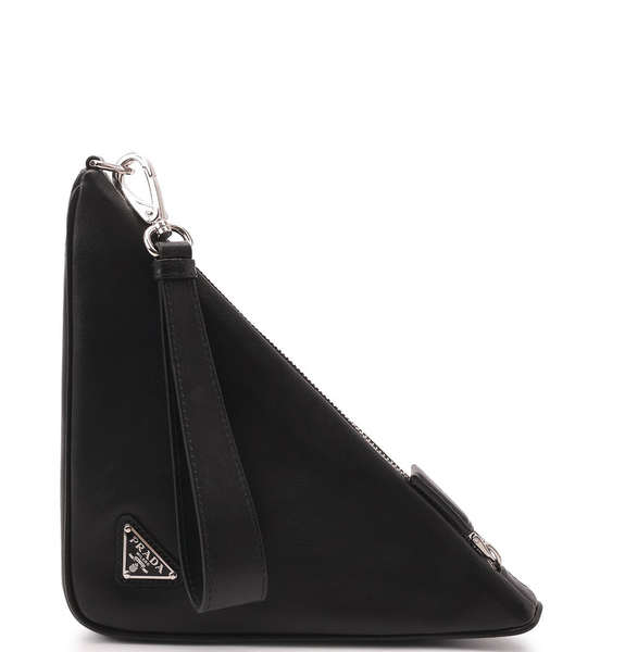  Túi Nữ Prada Leather Triangle Pouch 'Black' 