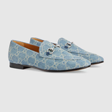  Giày Nữ Gucci Jordaan Loafer 'Light Blue And Ivory GG Denim' 