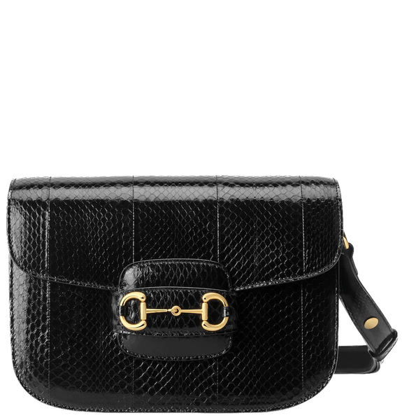  Túi Nữ Gucci Horsebit 1955 Snakeskin Shoulder Bag 'Black' 