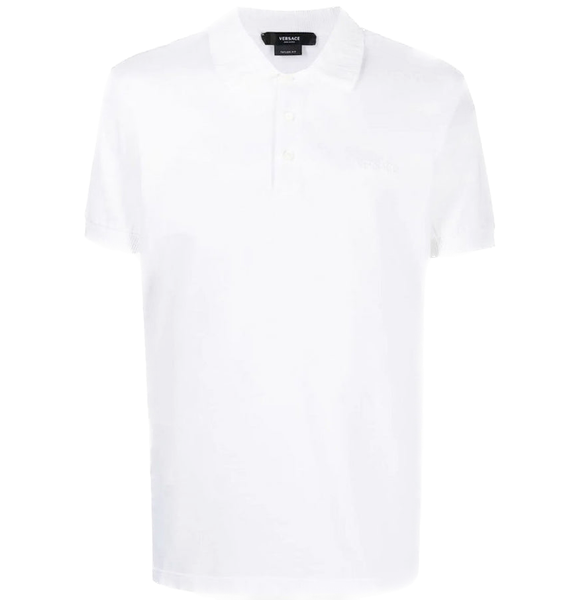  Áo Nam Versace Embroidered Logo Polo Shirt 'White' 