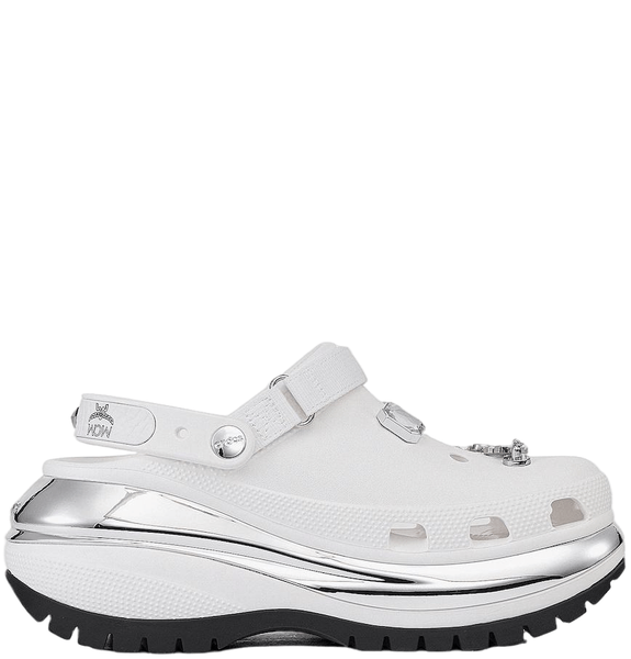  Dép Nữ MCM x CROCS Mega Crush Clog Belt Bag Bracelet 'White' 