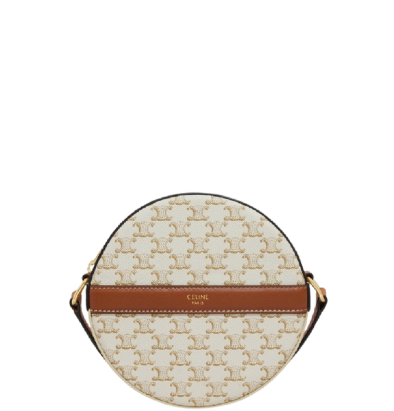  Túi Nữ Celine Round Purse On Strap 'White Tan' 