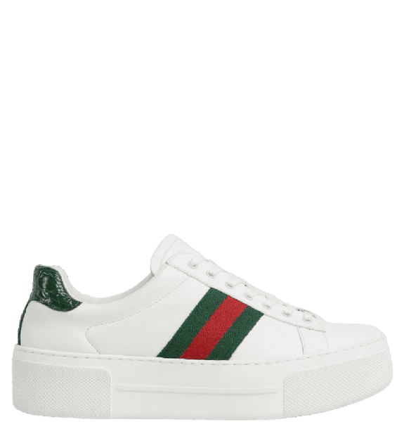  Giày Nữ Gucci Ace Sneaker 'White Leather' 