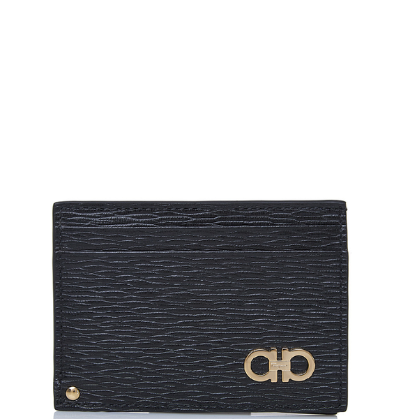  Ví Nam Salvatore Ferragamo Gold Logo Card Holder 'Black' 