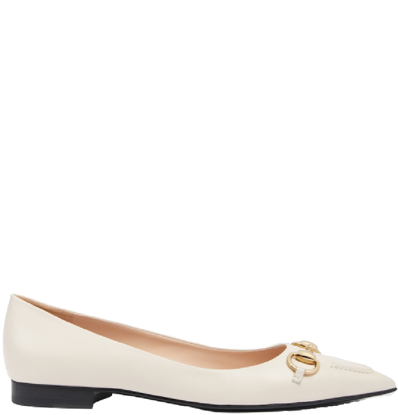  Giày Nữ Gucci Ballet Flat With Horsebit 'White' 